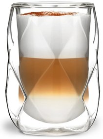 Set 2 pahare de latte cu perete dublu Vialli Design Geo, 250 ml