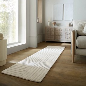 Covor tip traversă fildeș țesut manual din lână 60x230 cm Zen Garden – Flair Rugs