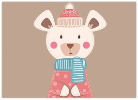 Tablou pe sticlă - Șoarece cu eșarfă (70x50 cm)