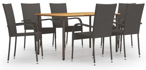 vidaXL Set mobilier de grădină, 7 piese, maro, poliratan