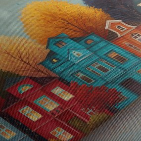 Tablou - Oraș de toamnă pictat (120x50 cm)