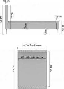 Pat tapițat Nicole 160x200 - szenil bej Perfect harmony 07 / picioare aurii