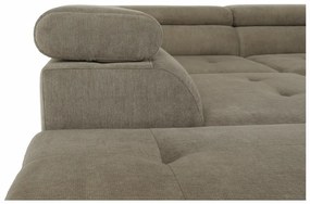 Colţar cu spaţiu de depozitare, maro deschis, material textil, stânga, BUTON R