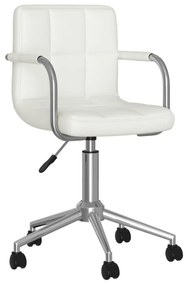vidaXL Scaun de birou rotativ, alb, piele ecologică