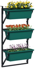 Outsunny Jardinieră Verticală pentru Exterior cu 3 Niveluri și Ghivece cu Orificii de Drenaj, 56x42x100 cm, Verde | Aosom Romania