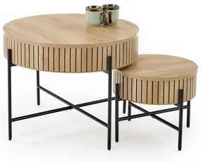 Set 2 masute de cafea Dante natur/negru