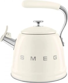 Ceainic cu fluier Smeg WKF01CR, 2,3 l, Inductie, Maner rece, Otel, Crem