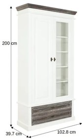 Dulap Cu 2 Usi Si 2 Sertare Cabana Alb Si Antracite, 102.8 Cm