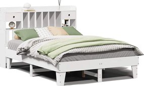 vidaXL Cadru de pat fără saltea, alb, 140x200 cm, lemn masiv pin