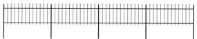 Gard de gradina cu varf sulita, negru, 6,8 x 0,8 m, otel 1, 0.8 m, 6.8 m