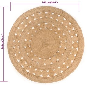 Covor din iuta cu design impletit, 240 cm, rotund 240 cm