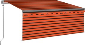 vidaXL Copertină automată senzor vânt&LED, portocaliu&maro, 3x2,5 cm