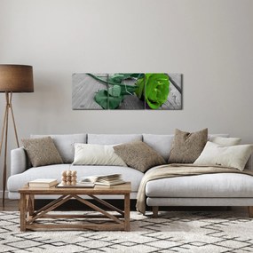 Tablou - Trandafir verde (cu ceas) (90x30 cm)