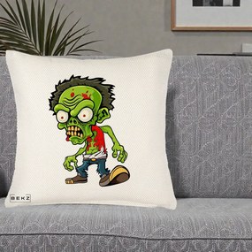 Perna Decorativa Zombie Halloween, 40x40 cm, Crem Reliefat, Husa Detasabila, Perna Inclusa, BEKZ®