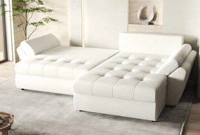 Colțar extensibil dumonde cu ladă de depozitare si sezut confortabil din spuma high-density, Loana Euphoria Ivory II 270x185 cm