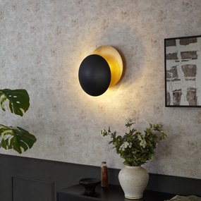 Lampă de perete modernă neagră cu auriu 34,5 cm 2 lumini - Sunrise