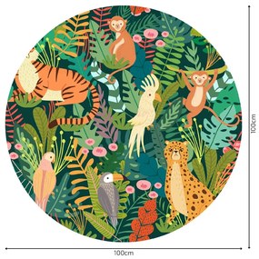 PIPPER. Autocolant circular de perete „Animale din junglă” mărimea: 60cm