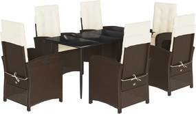 vidaXL Set mobilier de grădină cu perne, 7 piese, maro, poliratan