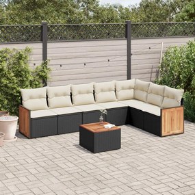 3260117 vidaXL Set mobilier de grădină cu perne, 8 piese, negru, poliratan