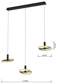 Lustră LED dimabilă pe cablu Wofi 7016-304 BREST LED/26W/230V negru/auriu