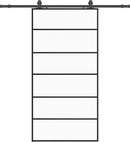 vidaXL Ușă glisantă cu set de feronerie neagră 102x205 cm Sticlă ESG