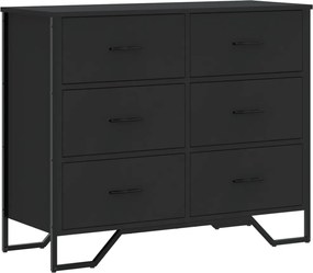 vidaXL Comodă cu sertare, negru, 91x35,5x74,5 cm, lemn prelucrat