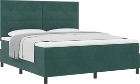 vidaXL Pat cu arcuri cu saltea Verde închis 180 x 200 cm Catifea