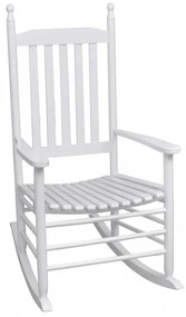 Scaun balansoar cu șezut curbat, alb, lemn