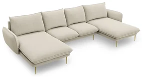 Coltar tapitat Vienna 6 locuri picioare gold – L350 x l170 x h95