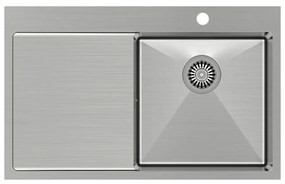 Chiuveta inox incastrata Quadron Unique Russel 111 inox periat 78x48 cm dreapta