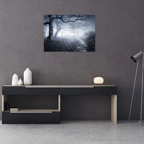 Tablou pe sticlă - Drum pin ceață (70x50 cm)