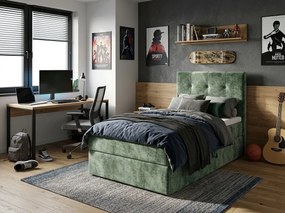 Pat tapițat boxspring DIRELIS VIBE 90x200 cm verde inchis Saltea: Saltea cu arcuri Bonell