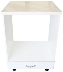 Corp pentru cuptor incorporabil cu sertar Zebra, Alb/MDF Alb lucios, cu blat Travertin, 60 x 85 x 60 cm