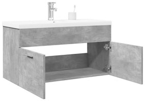 vidaXL Dulap pentru chiuvetă de baie, lavoar încorporat, gri beton