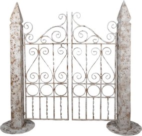Poarta decorativa de gradina, alb, din metal, aspect vintage,