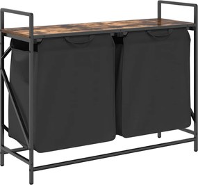 vidaXL Coș de rufe 2 compartimente cu raft stejar fumuriu