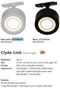 Accesoriu, Spot LED directionabil Clyde negru, pentru sina Nordlux Link