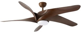 ZEVENTI - Ventilator LED de tavan LUCCA, 18W, 230V, Wi‑Fi Tuya, maro + telecomandă