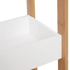 HOMCOM Dulapior Compact Baie, Raft Multifuncțional cu 3 Etajere, din MDF și Bambus, 27.5x20.8x74 cm, Alb | Aosom Romania