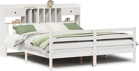vidaXL Pat cu bibliotecă fără saltea, 180x200 cm, lemn masiv de pin