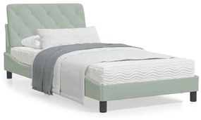 3207905 vidaXL Cadru de pat cu tăblie, gri deschis, 100x200 cm, catifea
