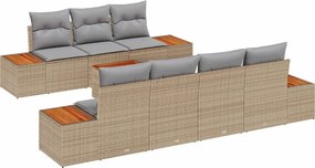 vidaXL Set de canapele pentru grădină cu pernă 8 pcs Bej Rattan poli