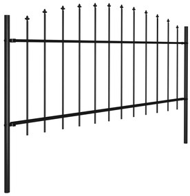 Gard de gradina cu varf ascutit, negru, 1,7 m, otel 1, 50-75 cm, 1.7 m