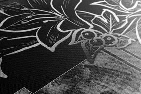 Tablou ilustrație florală în design alb-negru