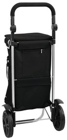 vidaXL Cărucior de cumpărături cu roți și mâner reglabil, negru, 40 L