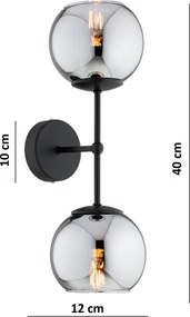 Brilagi - Lampă de perete DIOR 2xE27/60W/230V negru/gri fumuriu