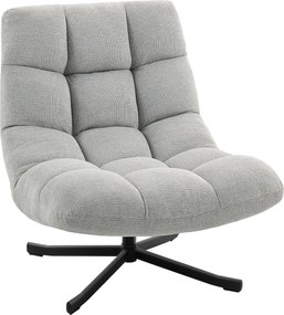 HOMCOM Fotoliu rotativ cu șezut lat, aspect chenille rezistent la apă, picioare din oțel încrucișate, Gri deschis | Aosom Romania
