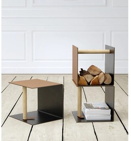 Cutie de depozitare neagră/în culoare naturală din metal și din piele ecologică decorativă 32x38x31 cm Bull – LIND DNA