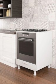Dulap masca aragaz, cuptor bucatarie cu sertar, Homs, alb, 85 x 60 x 59 cm