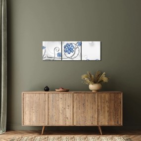 Tablou - Lebede albastre (cu ceas) (90x30 cm)